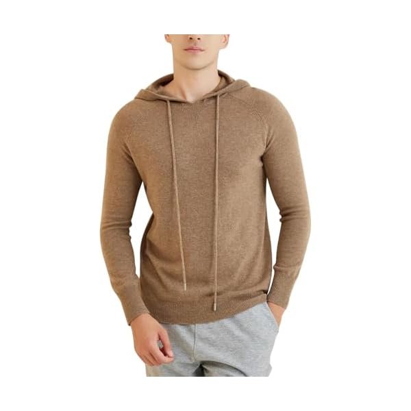 Men's Merino Wool Hooded Sweater Korean Fall Winter Warm Long Sleeve Casual Pullover